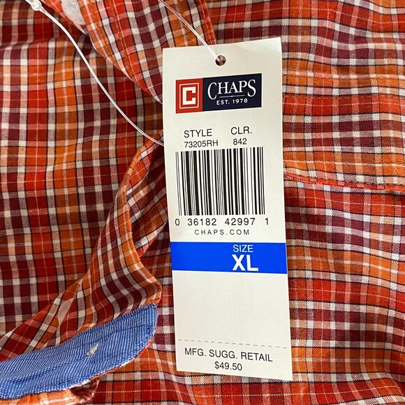 New Chaps Plaid Easy Care Button Down Shirt Men's Size XL - Picture 3 of 11